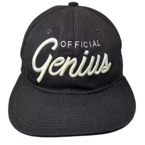 Official Genius Snapback Hat Black White OS Embroidered Flat Brim Adjustable